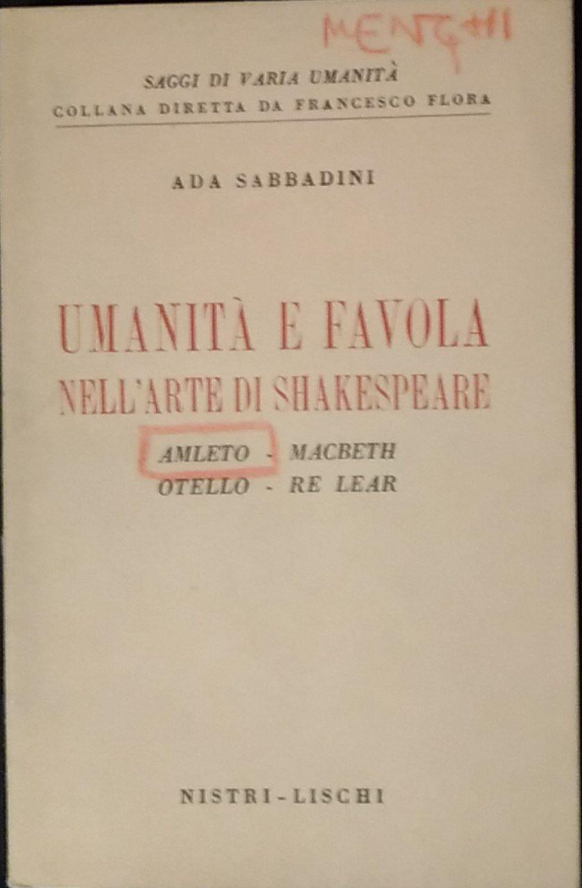 Umanità e favola nell'arte di Shakespeare