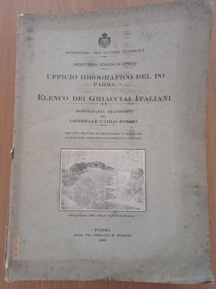 Elenco dei Ghiacciai Italiani monografia statistica - Carlo Porro - copertina