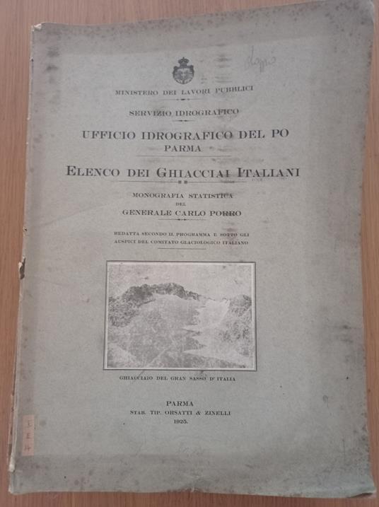 Elenco dei Ghiacciai Italiani monografia statistica - Carlo Porro - copertina