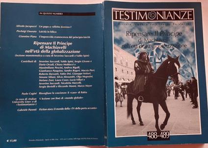 Ripensare Il Principe di Machiavelli nell'età della globalizzazione. N.488-489 - Ernesto Balducci - copertina
