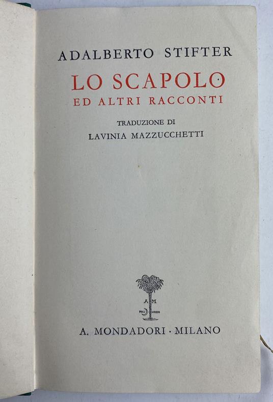 Lo scapolo ed altri racconti - Adalbert Stifter - copertina