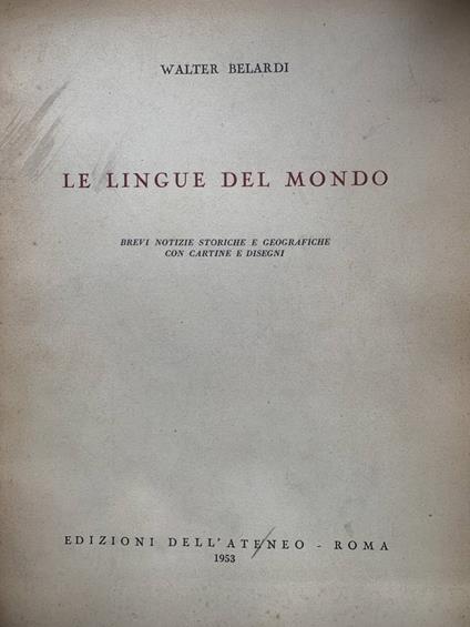 Le lingue del mondo - Walter Belardi - copertina