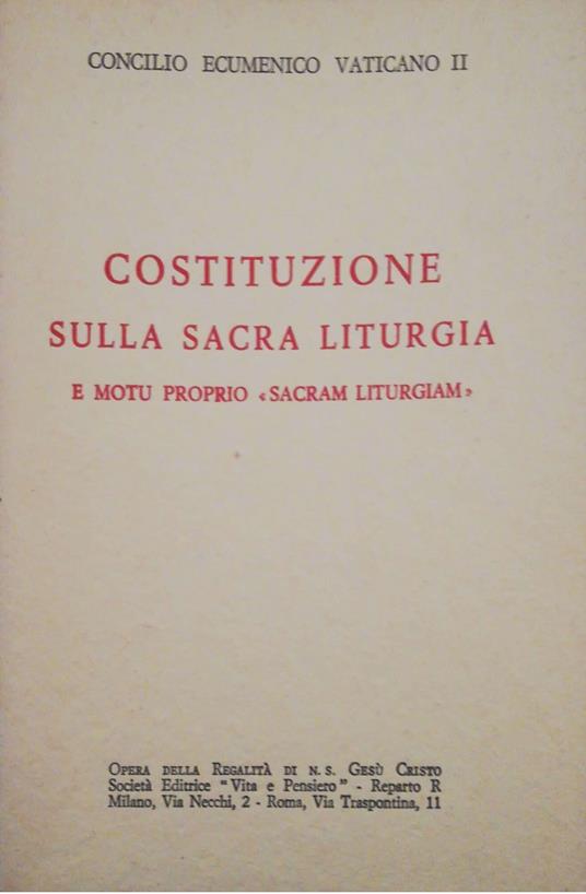 Costituzione sulla sacra liturgia e motu proprio "sacram Liturgiam" - copertina