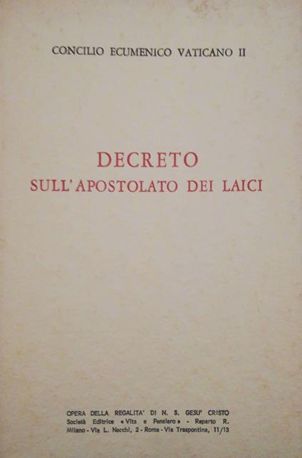 Decreto sull'apostolato dei laici - copertina