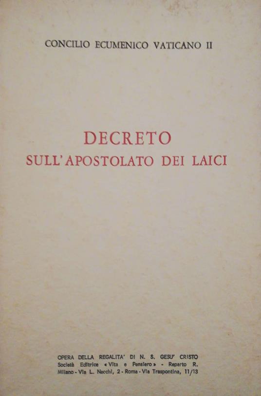Decreto sull'apostolato dei laici - copertina
