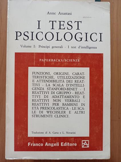 I test psicologici - Anne Anastasi - copertina