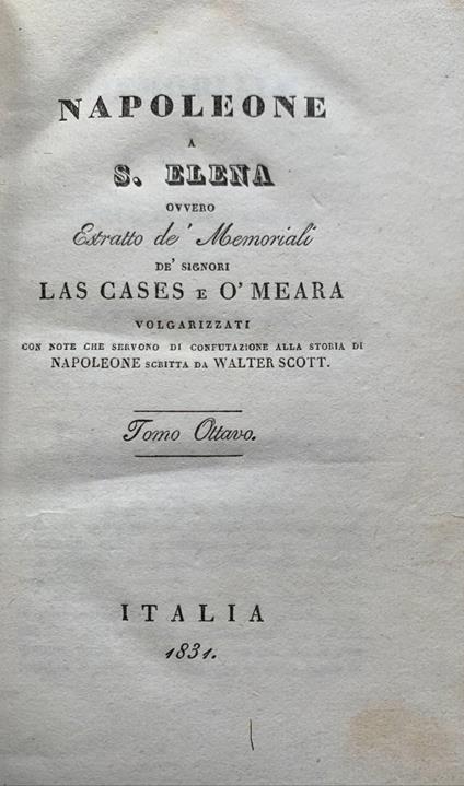 Napoleone a S. Elena. Tomo ottavo - copertina