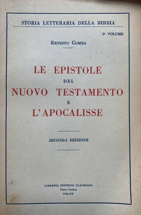 Le epistole del Nuovo Testamento e l'apocalisse - Ernesto Comba - copertina