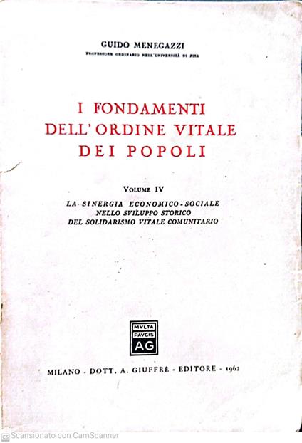 I fondamenti dell'ordine vitale dei popoli volume IV - Guido Menegazzi - copertina
