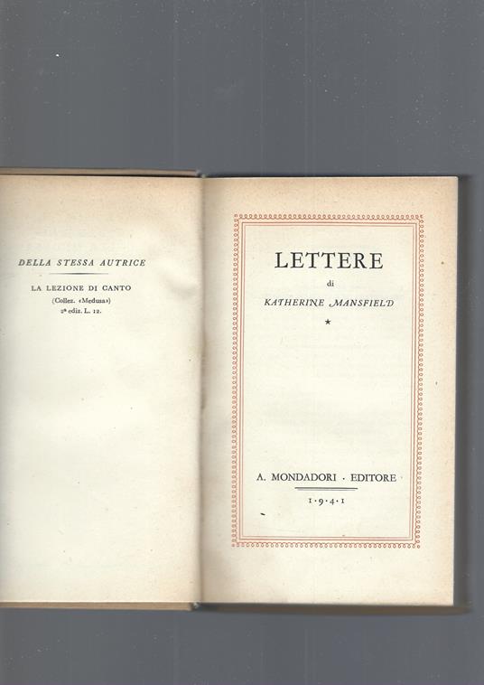 Lettere - Katherine Mansfield - copertina