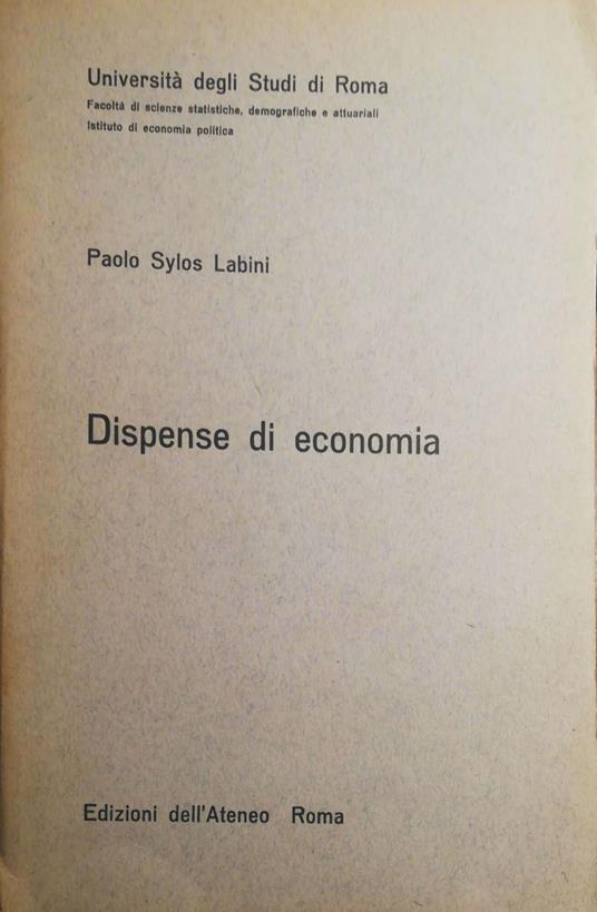 Dispense di economia - Paolo Sylos Labini - copertina