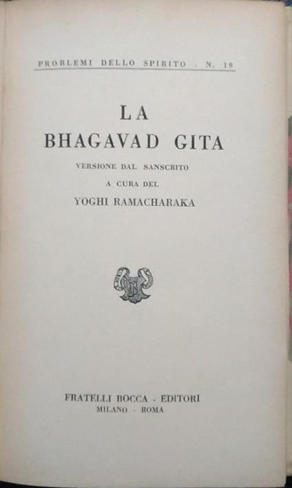 La bhagavad gita - Yogi Ramacharaka - copertina