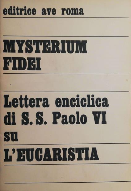 Mysterium Fidei - Anonimo - copertina