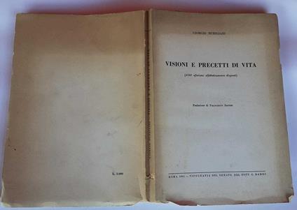 Visioni e precetti di vita - Giorgio Nurigiani - copertina