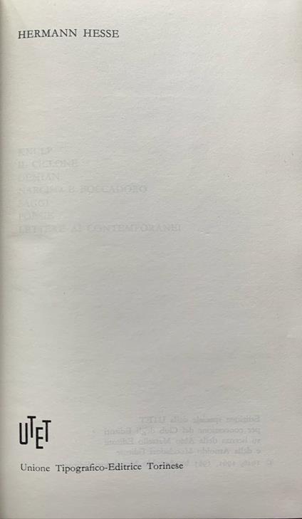 Knulp - Il ciclone - Demian - Narciso e Boccadoro - Saggi - Poesie - Lettere ai contemporanei - Hermann Hesse - copertina