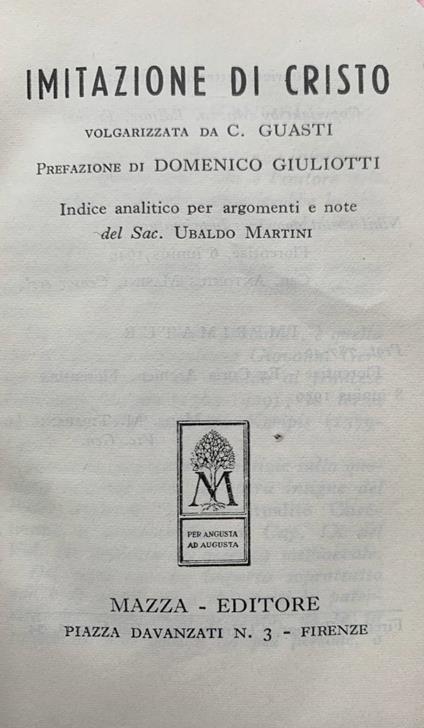 Imitazione di Cristo - copertina