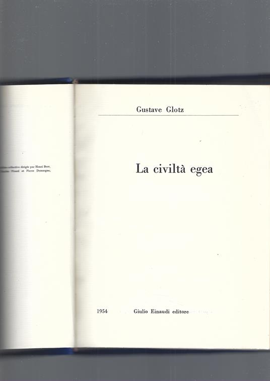 La civiltà egea - Gustave Glotz - copertina