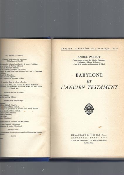 Babylone Et L' Ancien Testament - André Parrot - copertina