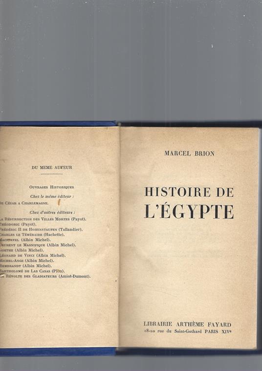 Histoire De L' Egypte - Marcel Brion - copertina