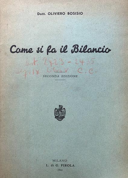 Come si fa il bilancio - Oliviero Bosisio - copertina