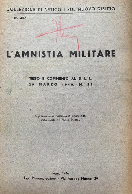 L' amnistia militare - copertina