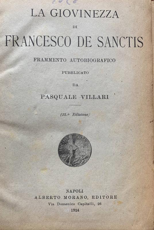 La giovinezza - Francesco De Sanctis - copertina