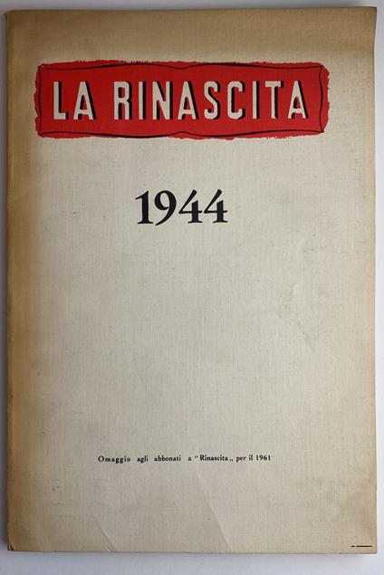 La rinascita. 1944 - copertina