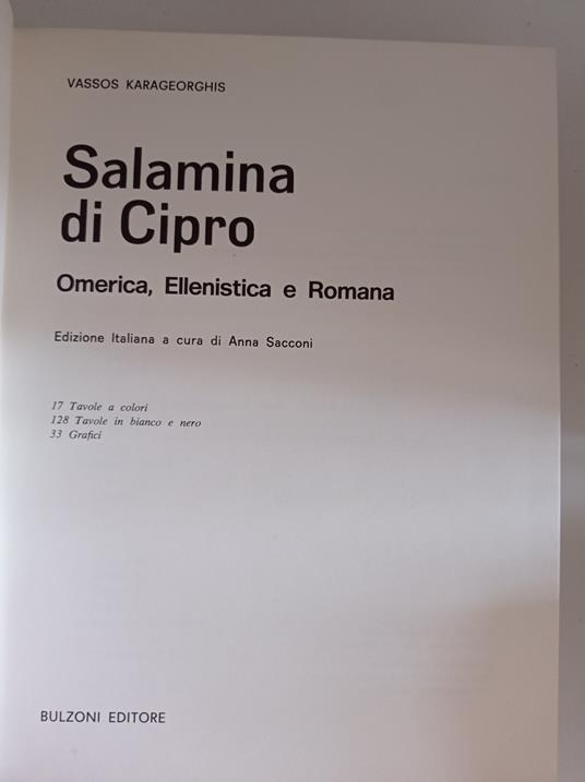 Salamina di Cipro Omerica, Ellenistica e Romana - Vassos Karageorghis - copertina