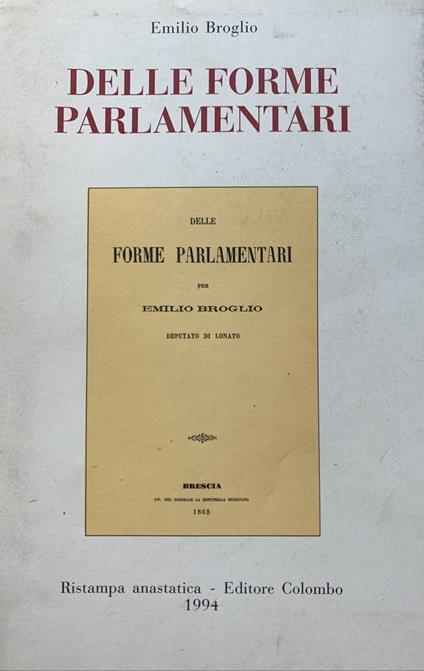 Delle forme parlamentari - Emilio Broglio - copertina
