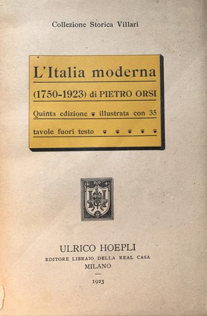 L' Italia moderna (1750-1923) - Pietro Orsi - copertina