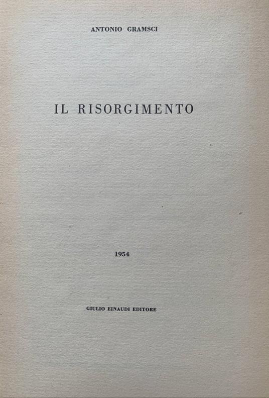 Il Risorgimento - Antonio Gramsci - copertina