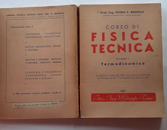 Corso di fisica tecnica. Volume 1. Termodinamica - Pietro E. Brunelli - copertina