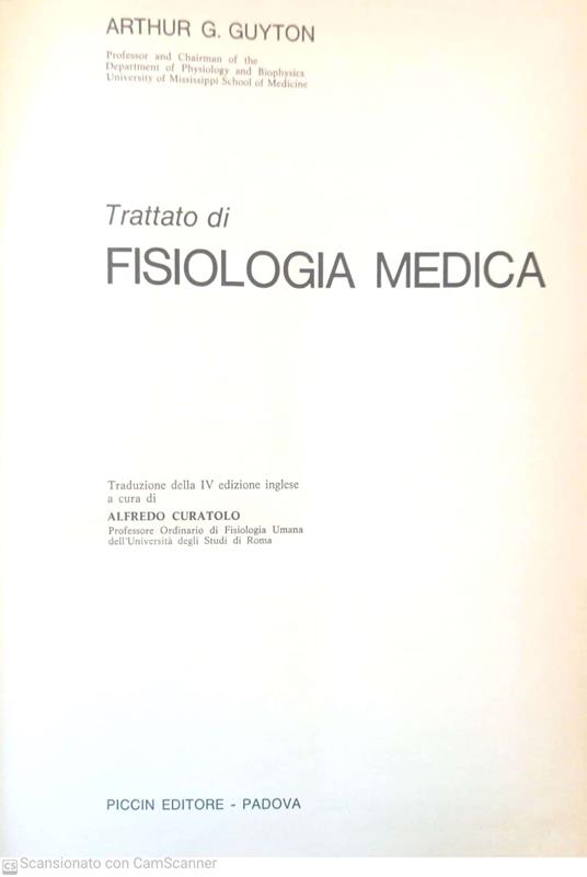 Trattato di fisiologia medica - Arthur C. Guyton - copertina