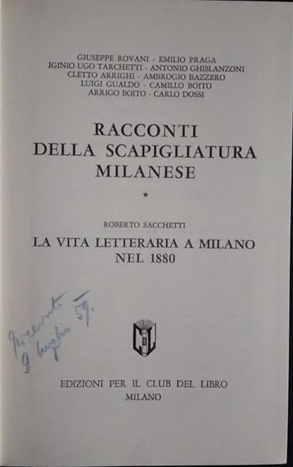 Racconti della scapigliatura milanese - copertina