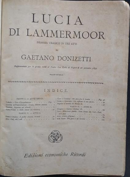 Lucia di Lammermoor - Gaetano Donizetti - copertina
