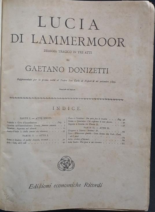 Lucia di Lammermoor - Gaetano Donizetti - copertina