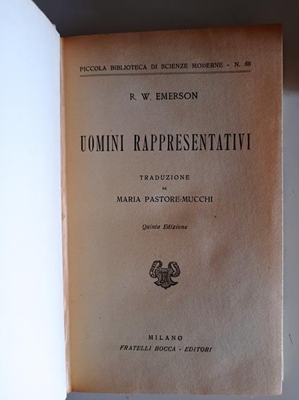 Uomini rappresentativi - Ralph W. Emerson - copertina