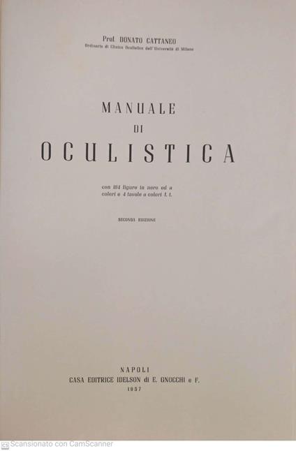 Manuale di oculistica - Donato Cattaneo - copertina