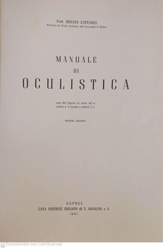 Manuale di oculistica - Donato Cattaneo - copertina