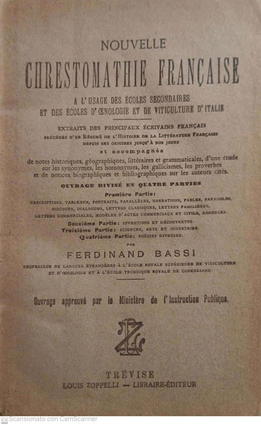 Nouvelle Chrestomathie Francaise - Ferdinando Bassoli - copertina