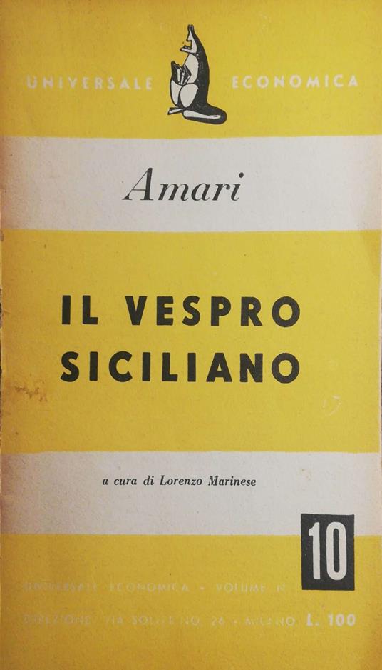 Il vespro siciliano - Michele Amari - copertina