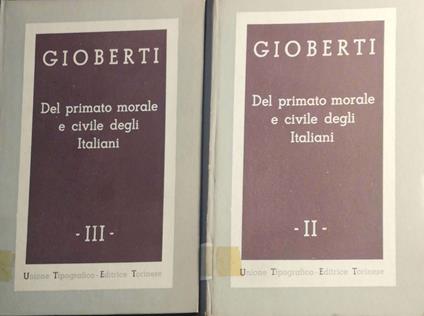 Del primato morale e civile degli italiani Vol. II e III - Vincenzo Gioberti - copertina