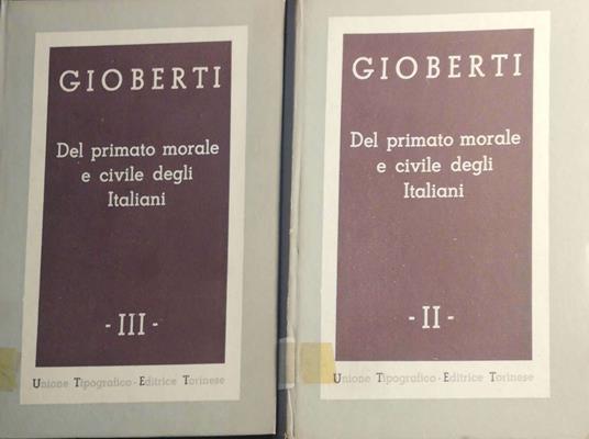 Del primato morale e civile degli italiani Vol. II e III - Vincenzo Gioberti - copertina