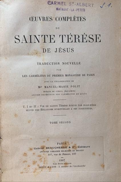 Oeuvre completes. Tome second - copertina