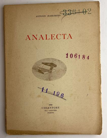 Analecta - Antonio Mazzarino - copertina
