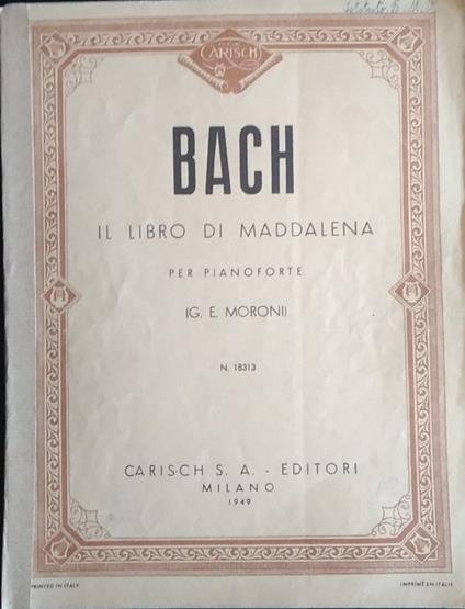 Il libro di Maddalena per pianoforte - Johann Sebastian Bach - copertina