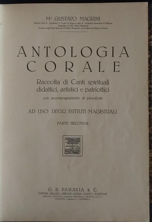 Antologia corale. Parte seconda - Gustavo Magrini - copertina