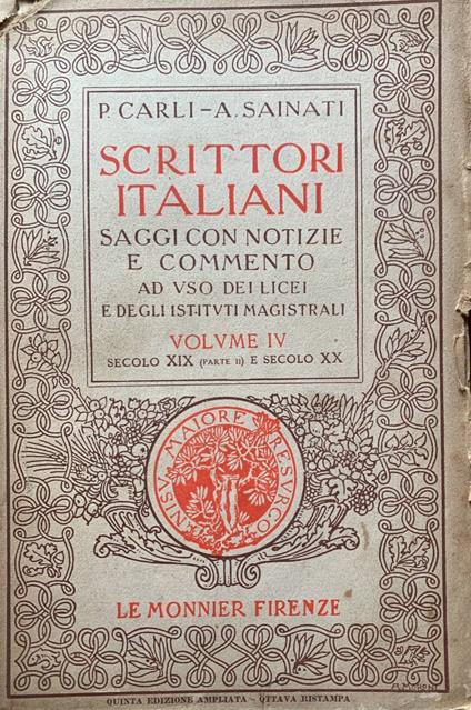 Scrittori italiani. Volume IV - Plinio Carli - copertina