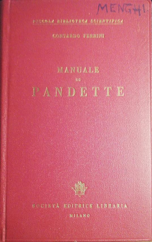 Manuale di Pandette - Contardo Ferrini - copertina