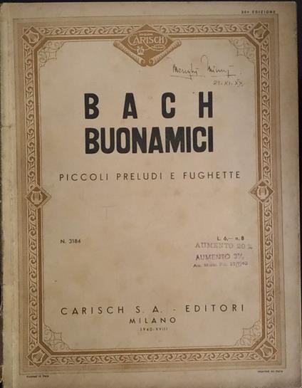 Raccolta di piccoli preludi e fughette - copertina